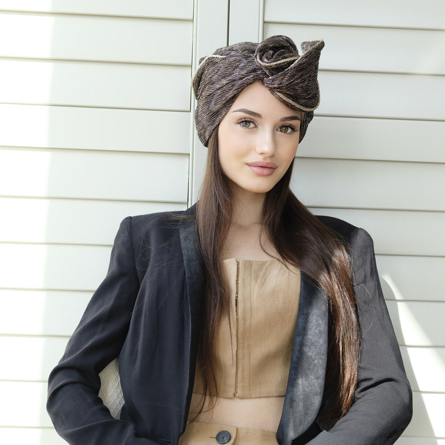 Bronze Metallic Stretch-Turban