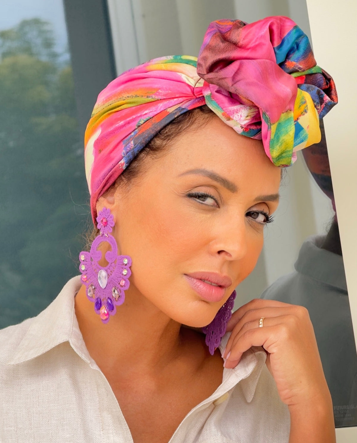 Rainbow Cascade Headscarf-Turban