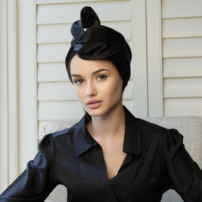 Black Silk Elegance-Turban