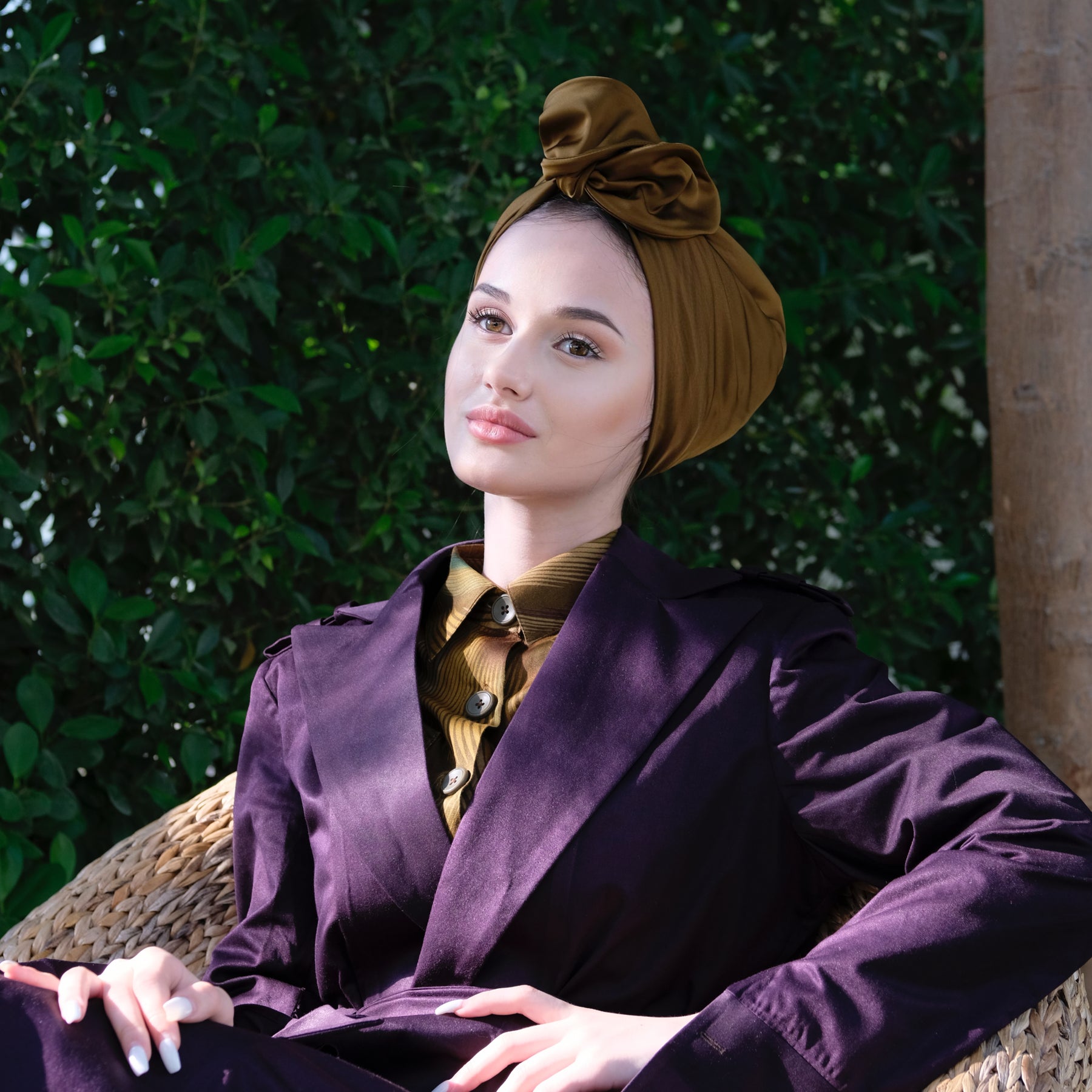 Amber Satin Silk-Turban