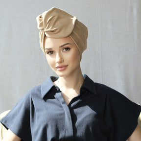 Beige Suede-Turban