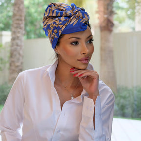 Vera Blue Satin Silk-Turban