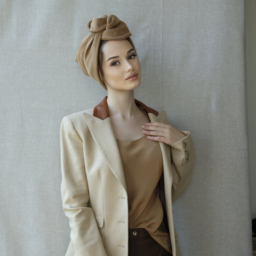 Mocha Suede-Turban