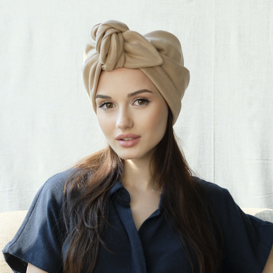 Beige Suede-Turban