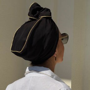 Black Cotton Silk-Turban