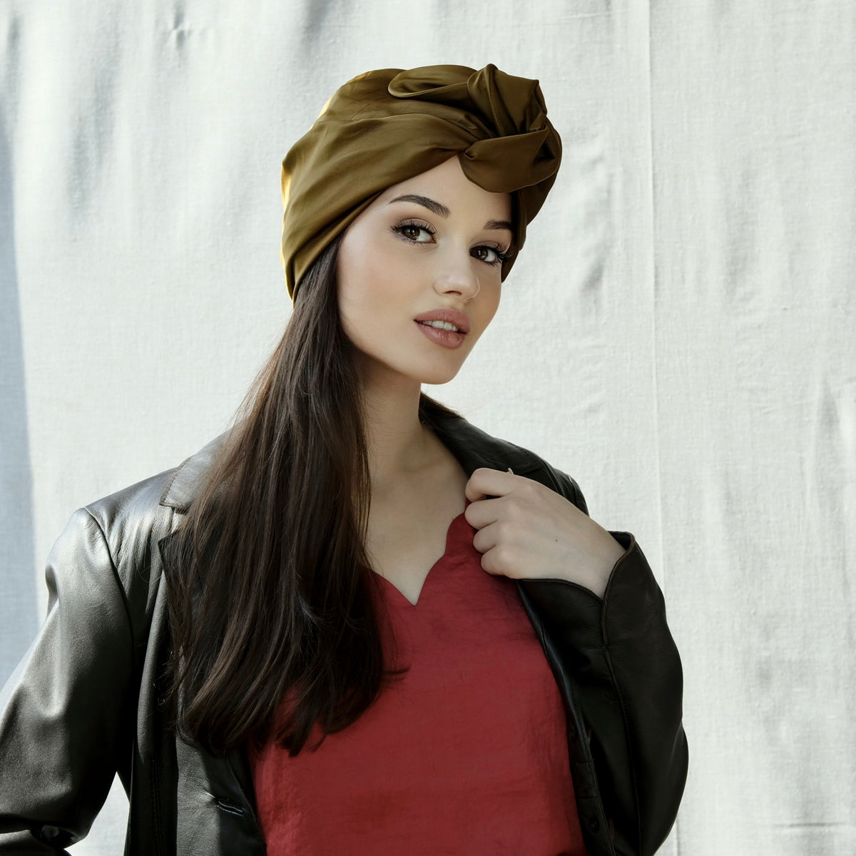 Amber Satin Silk-Turban