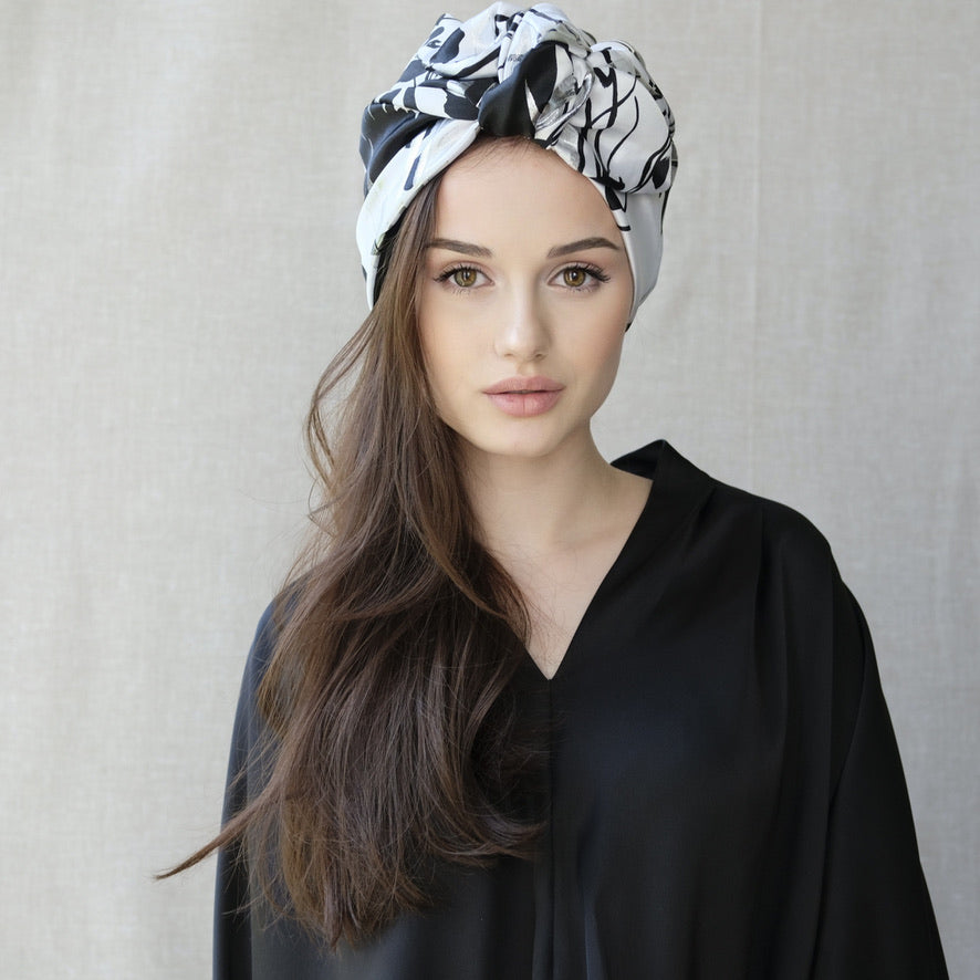 Silver Satin-Turban