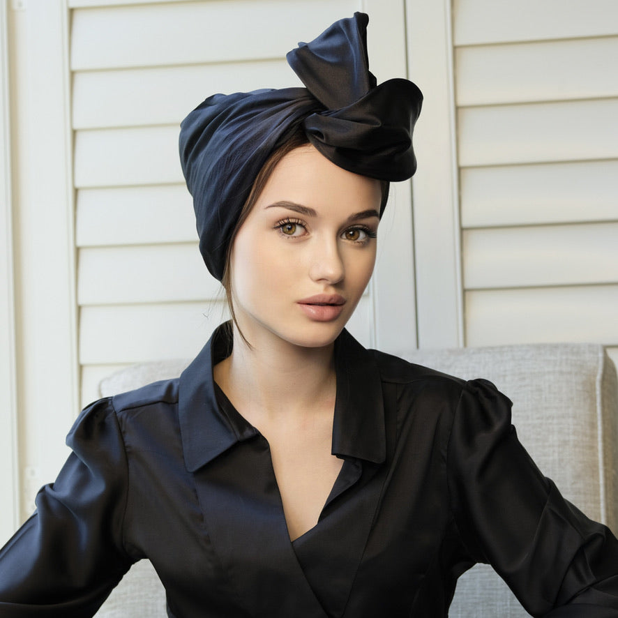 Black Silk Elegance-Turban