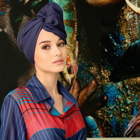 Zahra Navy Blue-Turban